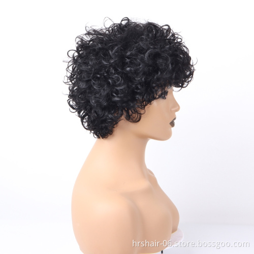 curly wig Wholesale 100% Raw Virgin Cuticle Aligned Brazilian Human Hair for Black Women Short Straight Black Lady  Wigs 1B
